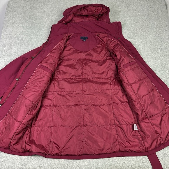 Lands End Jacket Womens L 14–16 Plum Parka Insulated Belted Winter Coat READ - Picture 6 of 16